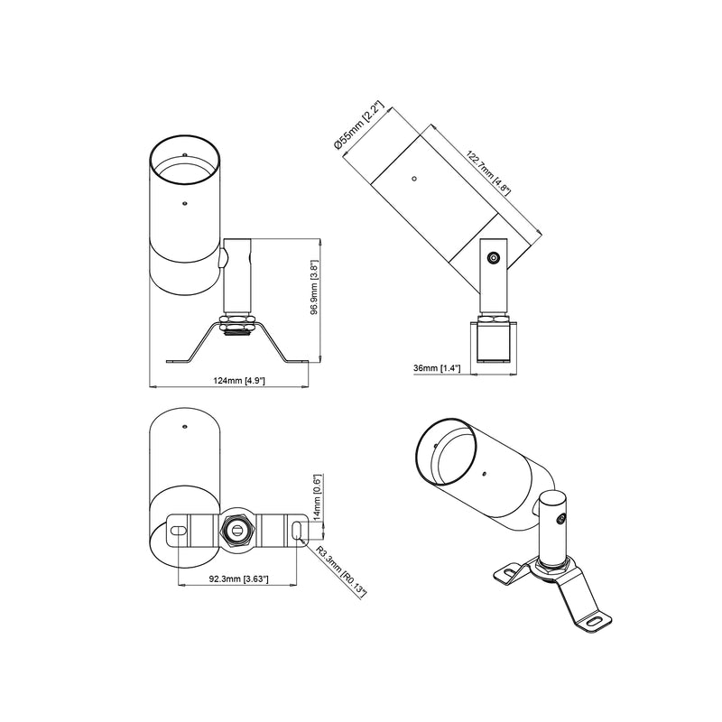 Dimension drawing of TL01B outdoor brass down light